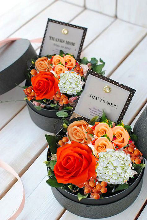 Orange Soap Flower Gift Box