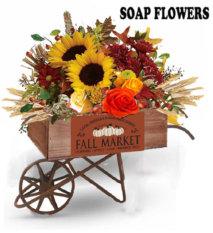 Fall Soap Flower Wheelbarrow